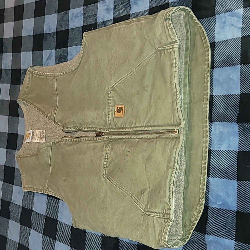 Vintage. Carhartt. USA Components. Zip Vest. Fleece-lined. Men's size LT - Picture 7 of 16